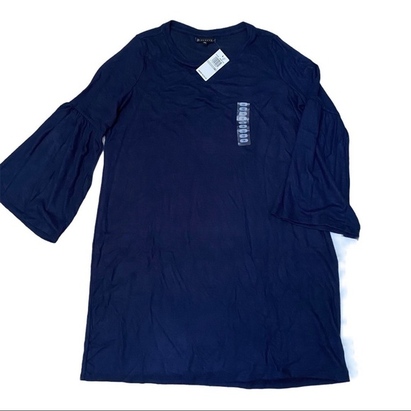 B Collection by Bobeau Curvy Shift Dress Navy 1X - Picture 2 of 8